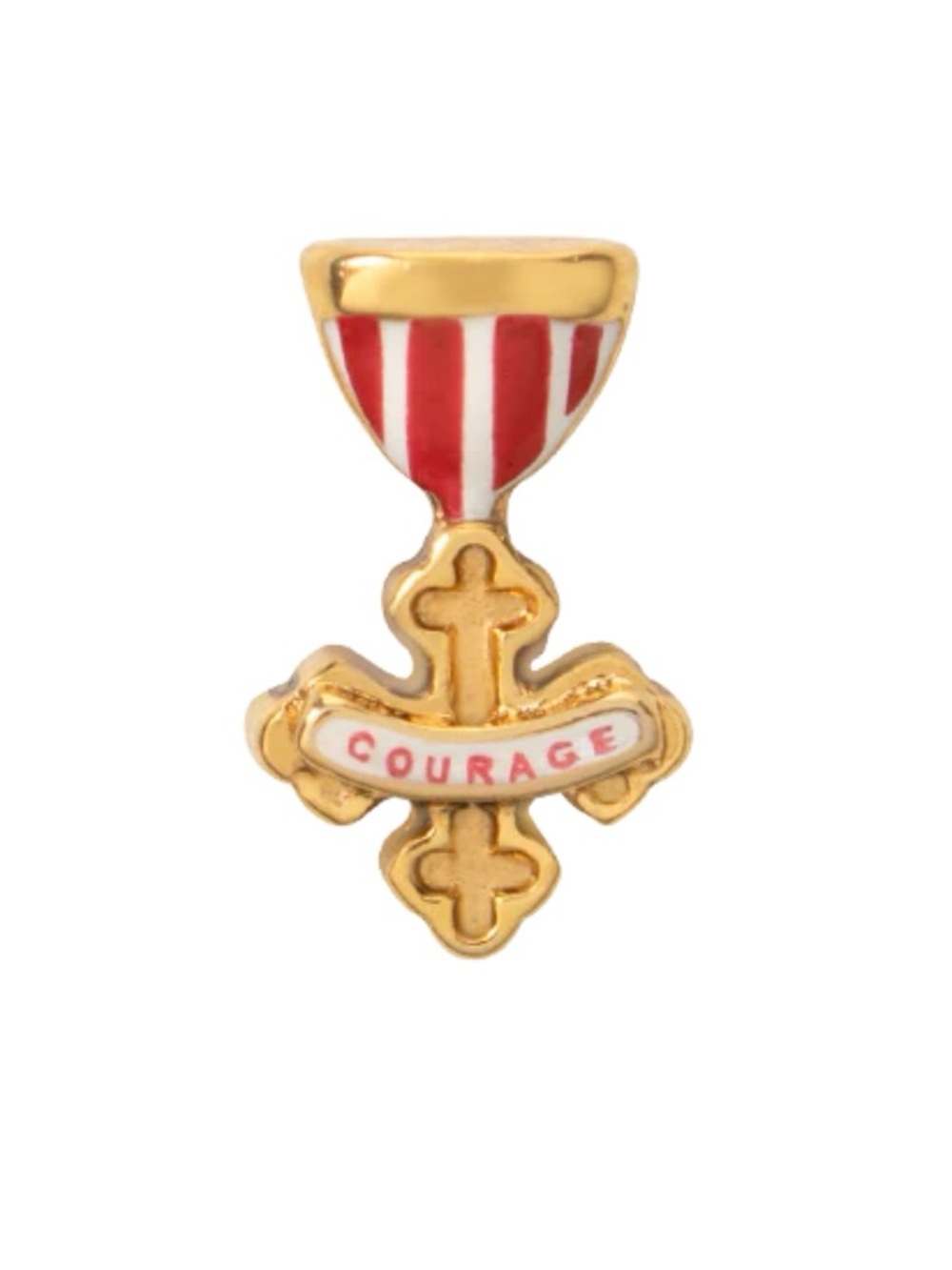 Origami Owl Gold Cross 'Courage' Red and White Enamel Charm